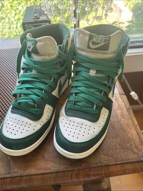 Nike Green and White High-Top Sneakers